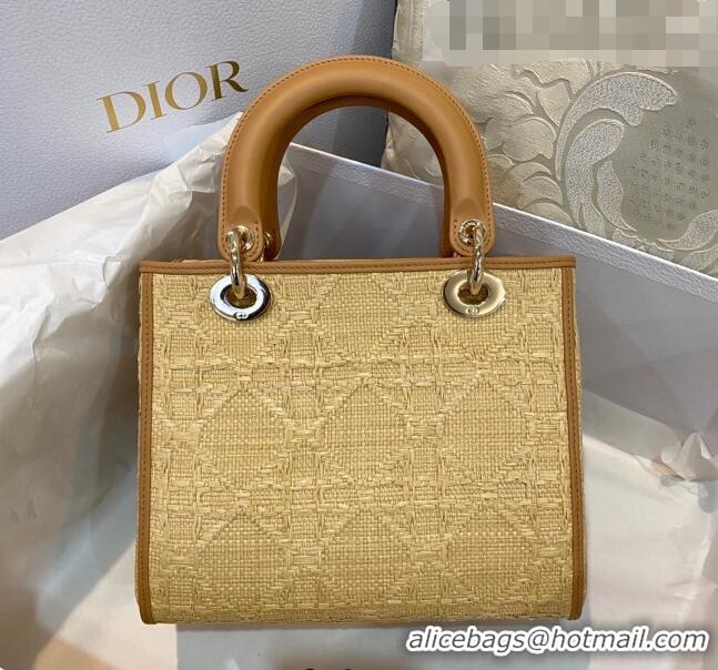 Promotional Dior Medium Lady D-Lite Bag in Natural Beige Cannage Raffia CD1237 2022