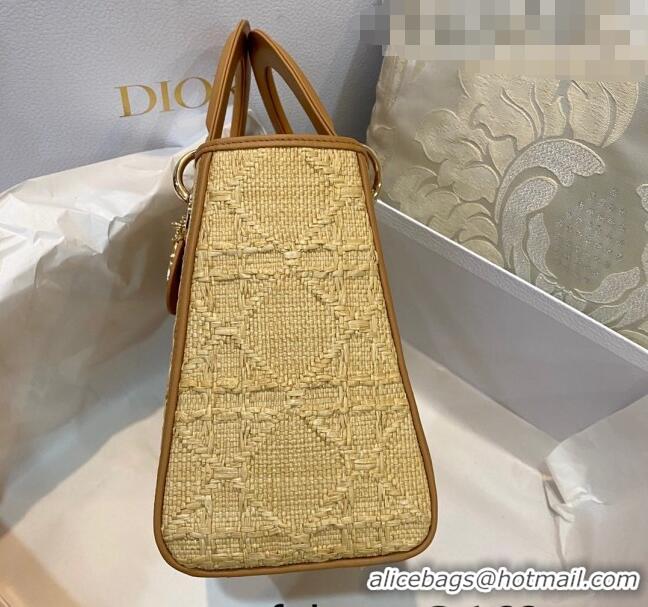 Promotional Dior Medium Lady D-Lite Bag in Natural Beige Cannage Raffia CD1237 2022