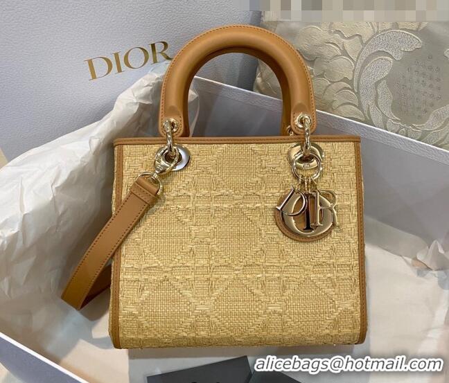 Promotional Dior Medium Lady D-Lite Bag in Natural Beige Cannage Raffia CD1237 2022