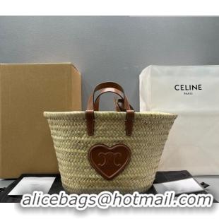 Good Product Celine Love Raffia Basket Bag CE1620 Beige/Brown Heart 2022