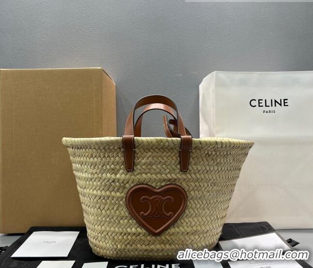 Good Product Celine Love Raffia Basket Bag CE1620 Beige/Brown Heart 2022