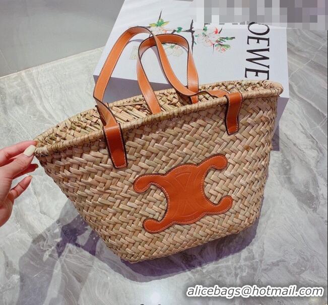 Top Quality Celine Raffia Basket Shopping Bag CE3118 Beige/Tan Brown 2022