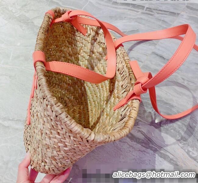 Best Quality Celine Raffia Basket Shopping Bag CD3119 Beige/Peachy Pink 2022