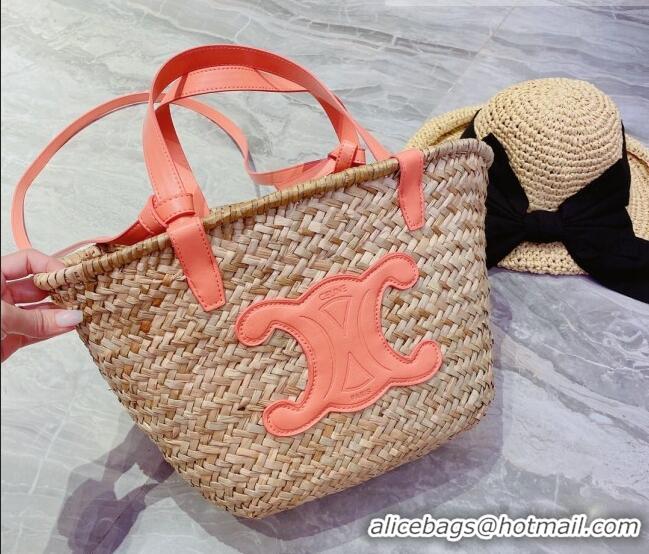 Best Quality Celine Raffia Basket Shopping Bag CD3119 Beige/Peachy Pink 2022