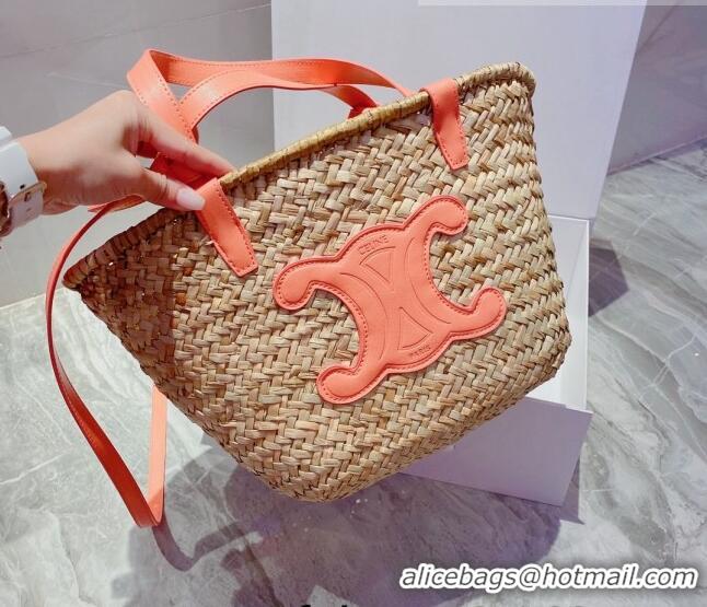 Best Quality Celine Raffia Basket Shopping Bag CD3119 Beige/Peachy Pink 2022