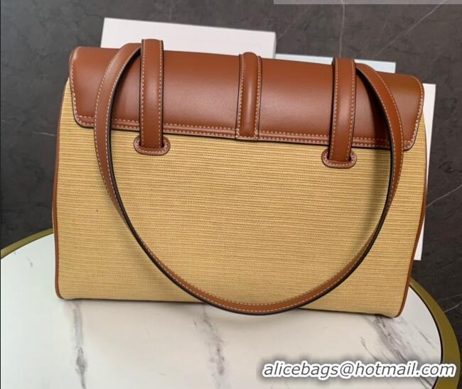 Well Crafted Celine Medium Soft 16 Bag in Calfskin and Raffia-Like CE1047 Brown/Beige 2022