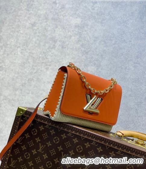 Promotional Louis Vuitton Twist MM Bag in Raffia-Like and Leather M57647 Orange 2022