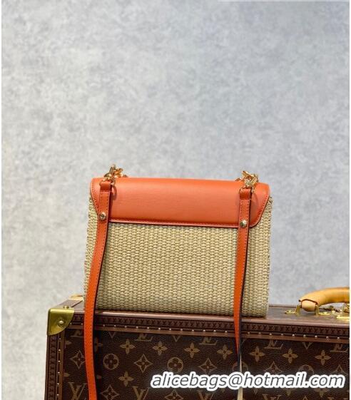 Promotional Louis Vuitton Twist MM Bag in Raffia-Like and Leather M57647 Orange 2022