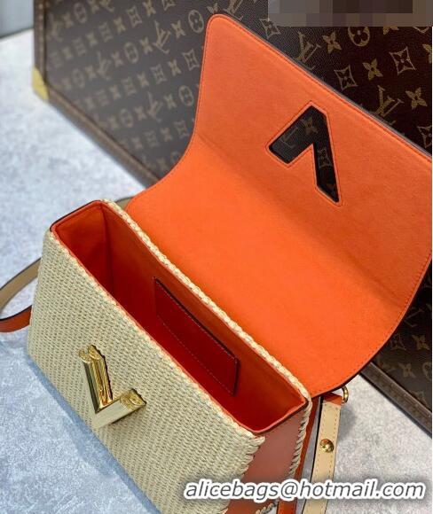 Promotional Louis Vuitton Twist MM Bag in Raffia-Like and Leather M57647 Orange 2022