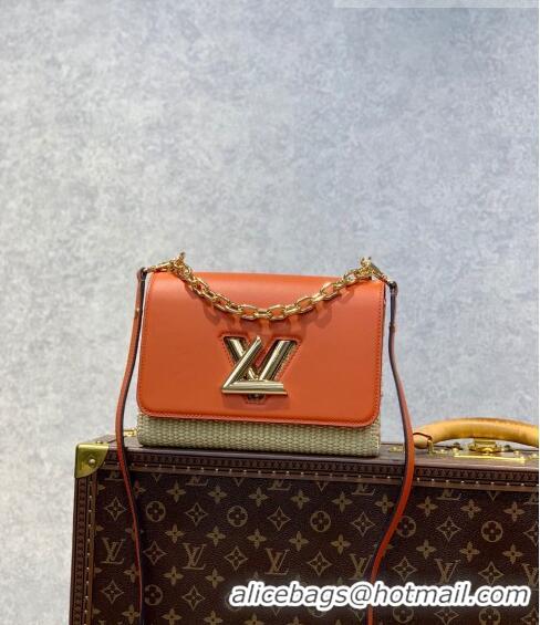 Promotional Louis Vuitton Twist MM Bag in Raffia-Like and Leather M57647 Orange 2022