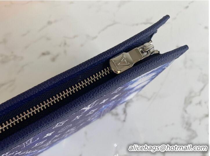 Luxurious Louis Vuitton Original Leather POCHETTE VOYAGE M81442 Blue