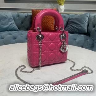 Lady Dior Bag Nano Bag Rose Original Leather D44552 Silver