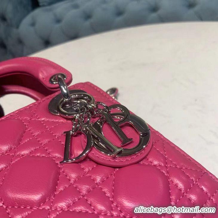 Lady Dior Bag Nano Bag Rose Original Leather D44552 Silver