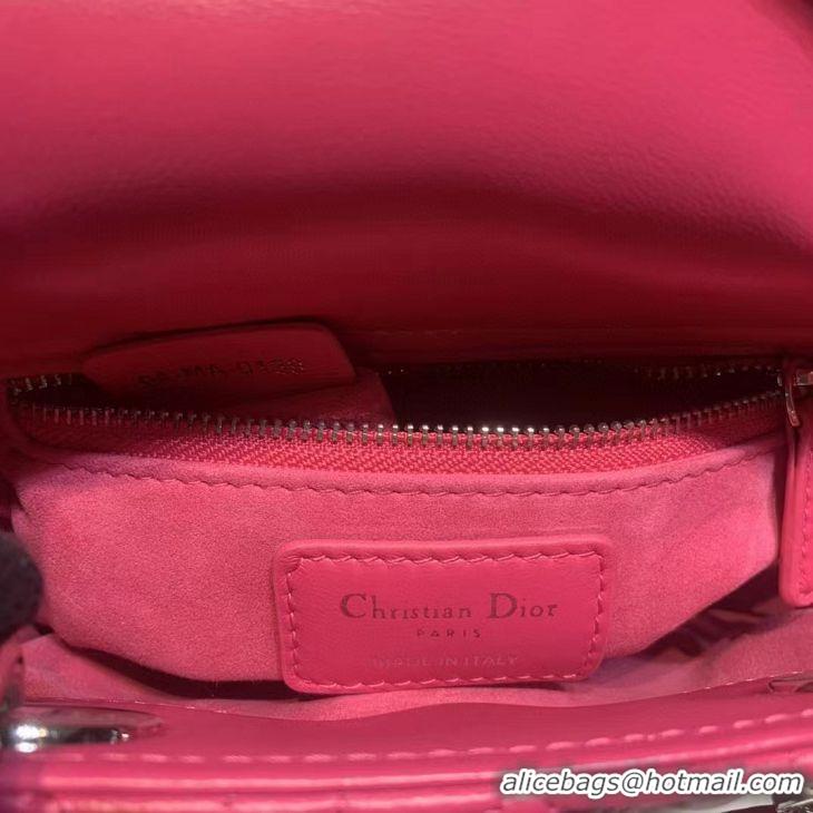 Lady Dior Bag Nano Bag Rose Original Leather D44552 Silver