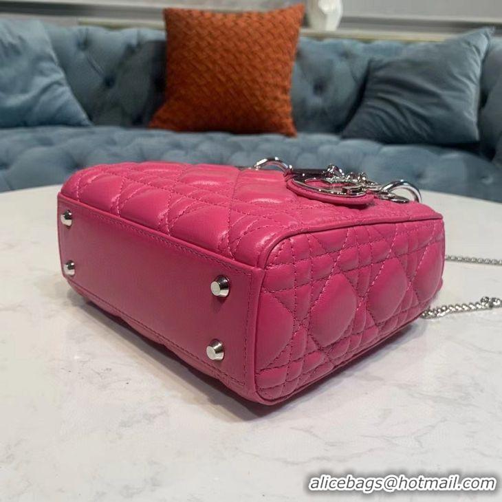 Lady Dior Bag Nano Bag Rose Original Leather D44552 Silver