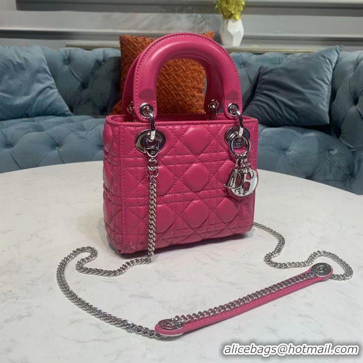 Lady Dior Bag Nano Bag Rose Original Leather D44552 Silver