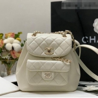 Promotional Chanel Duma Calfskin Mini Backpack C12546 White 2021