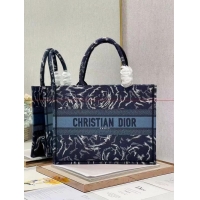 Hot Style SMALL DIOR BOOK TOTE Embroidery C1287-31 blue