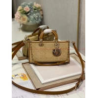 Crafted MEDIUM LADY DIOR BAG C9627 Apricot