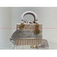 Unique Style Dior MEDIUM LADY weave BAG C9916 gray