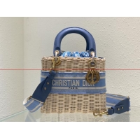 Good Looking Dior MEDIUM LADY weave BAG C9916 blue