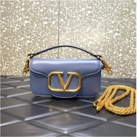 Popular Style VALENTINO GARAVANI MINI LOCO Calf leather Shoulder Bag 1W2B0K blue