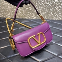 Top Grade VALENTINO GARAVANI MINI LOCO Calf leather Shoulder Bag 1W2B0K purple