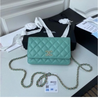 Good Product Chanel Grained Calfskin small Shoulder Bag AP33814 green