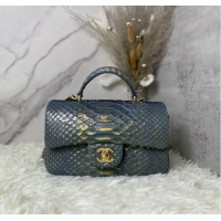 Well Crafted Chanel Snake skin mini flap bag with top handle AS2431 dark gray