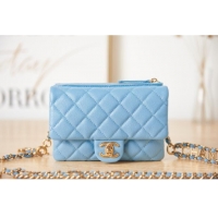 Buy Fashionable Chanel Grained Calfskin Shoulder Bag AS3225 light blue