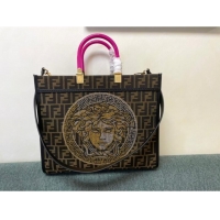 Reasonable Price FENDI LARGE embroidery bag 8BH386AB brown