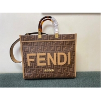 Good Product Fendi Sunshine Medium brown leather shopper 8BH386