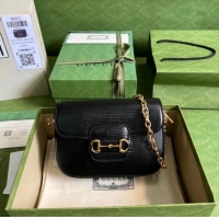 Promotional Gucci Horsebit 1955 lizard mini bag 675801 black