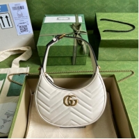 Most Popular Gucci GG Marmont half-moon-shaped mini bag 699514 white