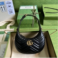 Grade Quality Gucci GG Marmont half-moon-shaped mini bag 699514 Black