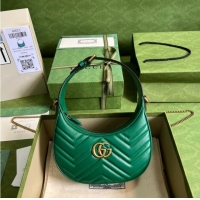 Shop Promotional Gucci GG Marmont half-moon-shaped mini bag 699514 green