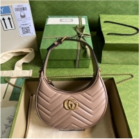 Cheapest Gucci GG Marmont half-moon-shaped mini bag 699514 dark pink