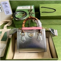 Famous Brand Gucci Diana mini tote bag 702732 Silver