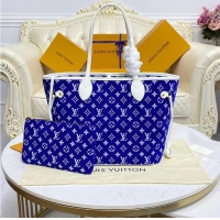 Reasonable Price Louis Vuitton Original Leather Monogram Canvas Neverfull MM M46220 Blue