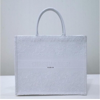 Luxury Cheap DIOR BOOK TOTE Embroidery C1286-33 white