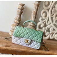 Buy Fashionable CHANEL mini flap bag with top handle AS2431 Green