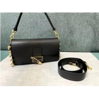 New Design Fendi Baguette brooch Fendace Black leather bag 8BR801