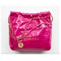 Shop Design CHANEL 22 HANDBAG Shiny Calfskin & Gold-Tone Metal AS3261 Dark Pink