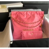 Pretty Style CHANEL 22 HANDBAG Shiny Calfskin & Gold-Tone Metal AS3261 Pink