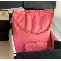 Top Quality CHANEL 22 HANDBAG Shiny Calfskin & Gold-Tone Metal AS3262 pink