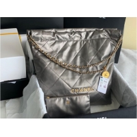 Super Quality CHANEL 22 HANDBAG Shiny Calfskin & Gold-Tone Metal AS3261/AS3260 silver grey