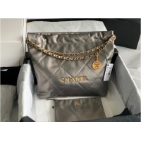 Buy Classic Chanel Calf leather shopping bag AS3261 silver grey