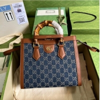 Top Grade Gucci GG denim jacquard Diana mini tote bag 655661 Blue