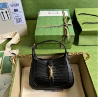 Unique Grade Gucci Jackie 1961 lizard mini bag 675799 black