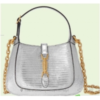 Luxury Discount Gucci Jackie 1961 lizard mini bag 675799 Silver